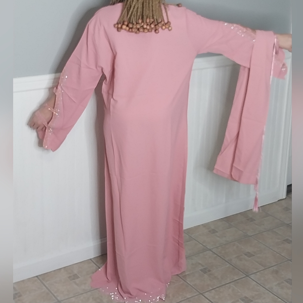 Dusty Pink Embroidered Long Robe - Picture 2 of 2